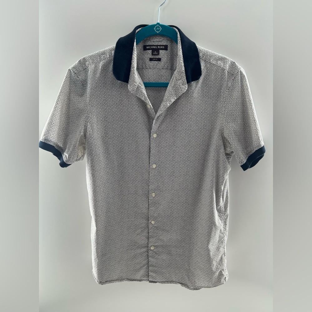 Michael Kors‎ Men's Navy and White Shirt Size M